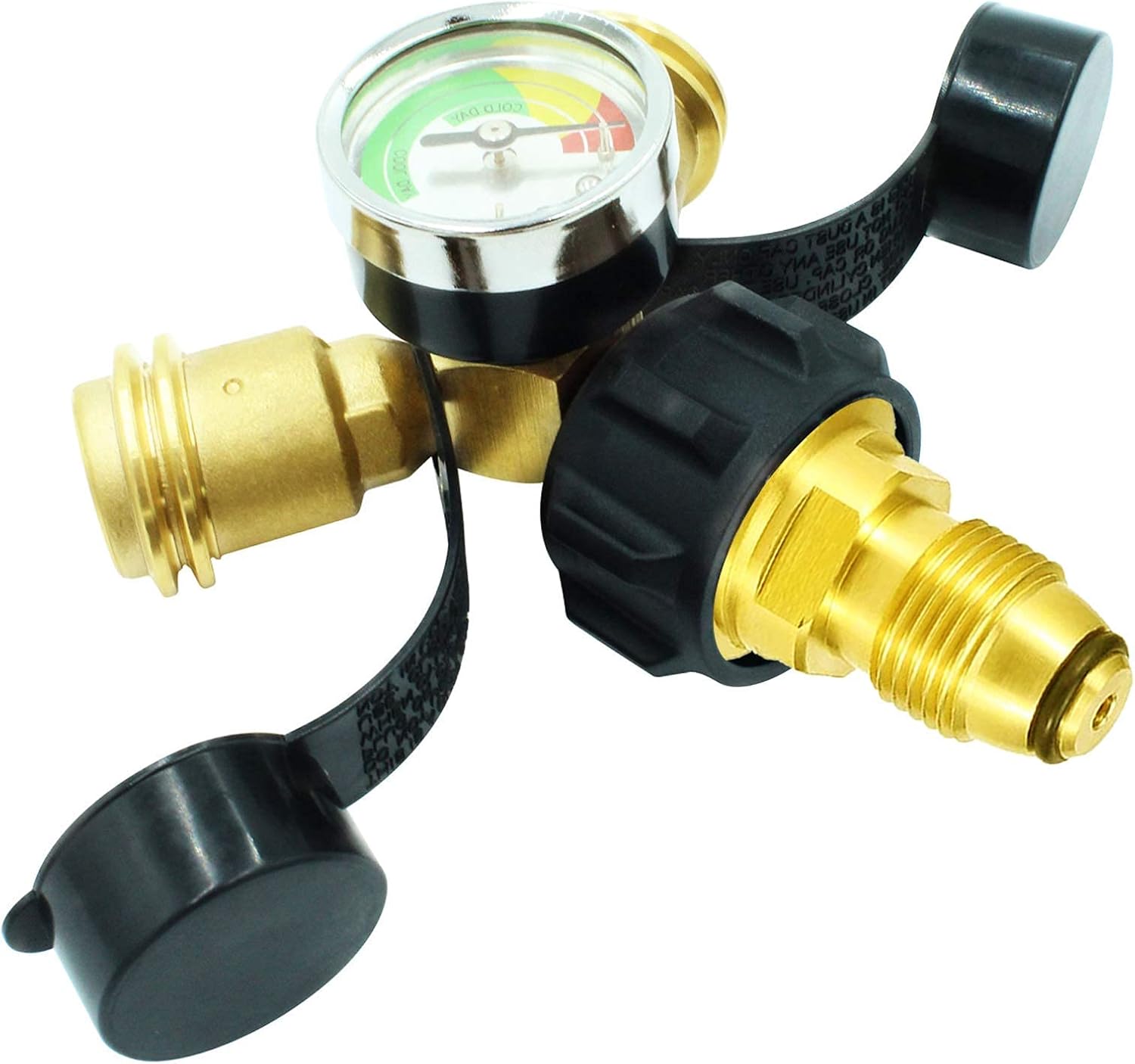Medidor de tanque de propano con regulador POL a QCC1tipo 1, adaptador en T para conexión de tanque de propano de 5 a 100 libras a parrillas de