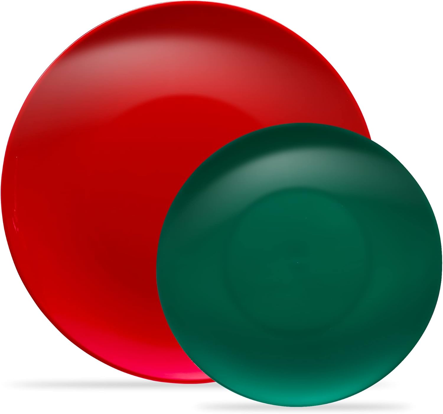 PLASTICPRO El juego combinado de 32 platos navideños incluye platos verdes de 16-7 pulgadas y platos rojos de 16 a 10 pulgadas, platos de plástico