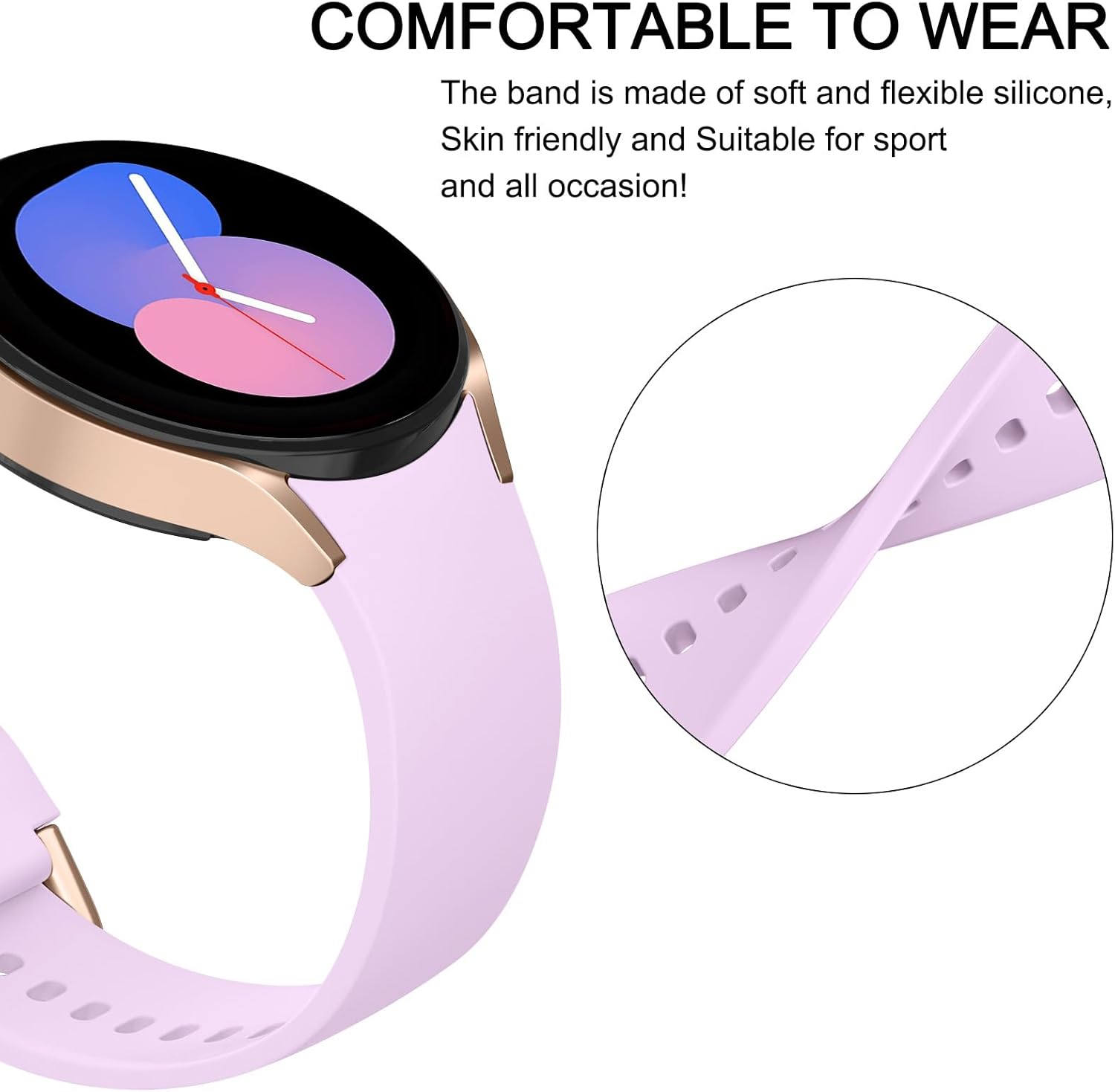 AK Correas compatibles con Samsung Galaxy Watch 7654 – 1.575 pulgadas, 1.732 pulgadas, 1.772 pulgadas, correa deportiva de repuesto de silicona para