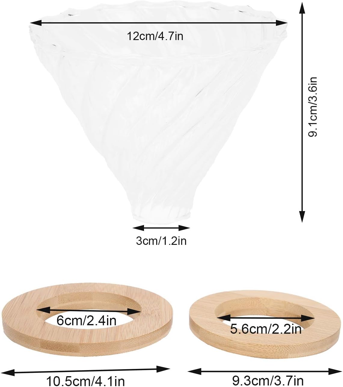 Gotero de café de vidrio para verter sobre el gotero de café con base de madera de bambú, accesorios de preparación lenta para cafetera, herramienta