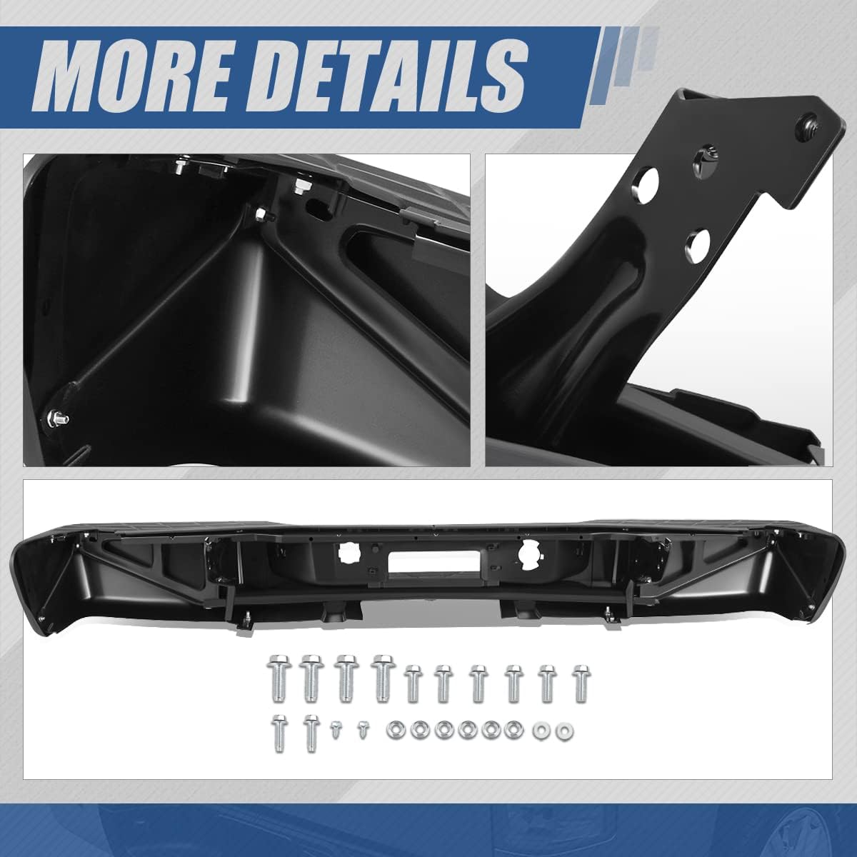 Auto Dynasty Agujeros para sensor de estacionamiento Protector de parachoques trasero con luces de matrícula compatible con Silverado Sierra 1500