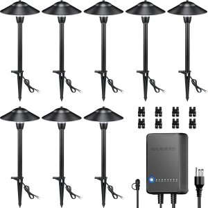 SUNVIE Luces LED de bajo voltaje para paisaje con transformador de 60 W, luces de camino de bajo voltaje, kit de iluminación de paisaje de 3000 K, SUNVIE Luces LED de bajo voltaje para paisaje con transformador de 60 W, luces de camino de bajo voltaje, kit de iluminación de paisaje de 3000 K,