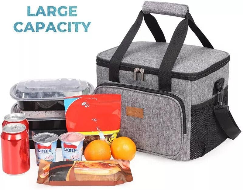KD – Lonchera aislada, bolsa térmica portátil con capa aislante para picnic, playa, trabajo y viajes, almacenamiento caliente y frío, a prueba de
