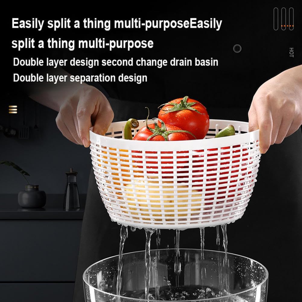 JCAKES Hilandero de lechuga Spinners de ensalada Deshidratador de verduras eléctrico de limpieza rápida Secador de frutas y verduras Separación seca