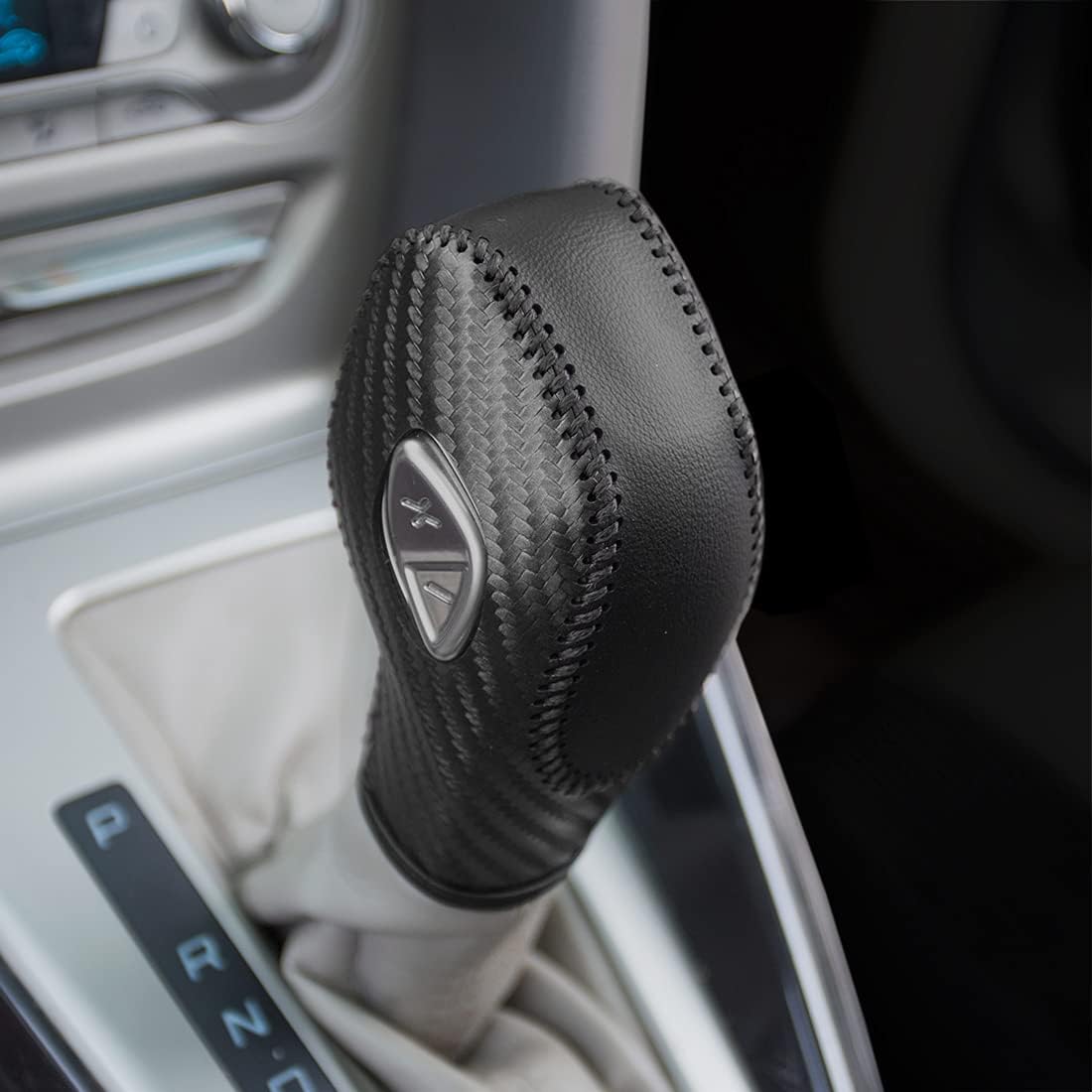 Trim for Ford Fusion EcoSport Escape Focus Transit C-Max Energi Wagon Edge Fiesta Accessories Leather Auto Gear Shift Knob Cover Protector Trim Cap