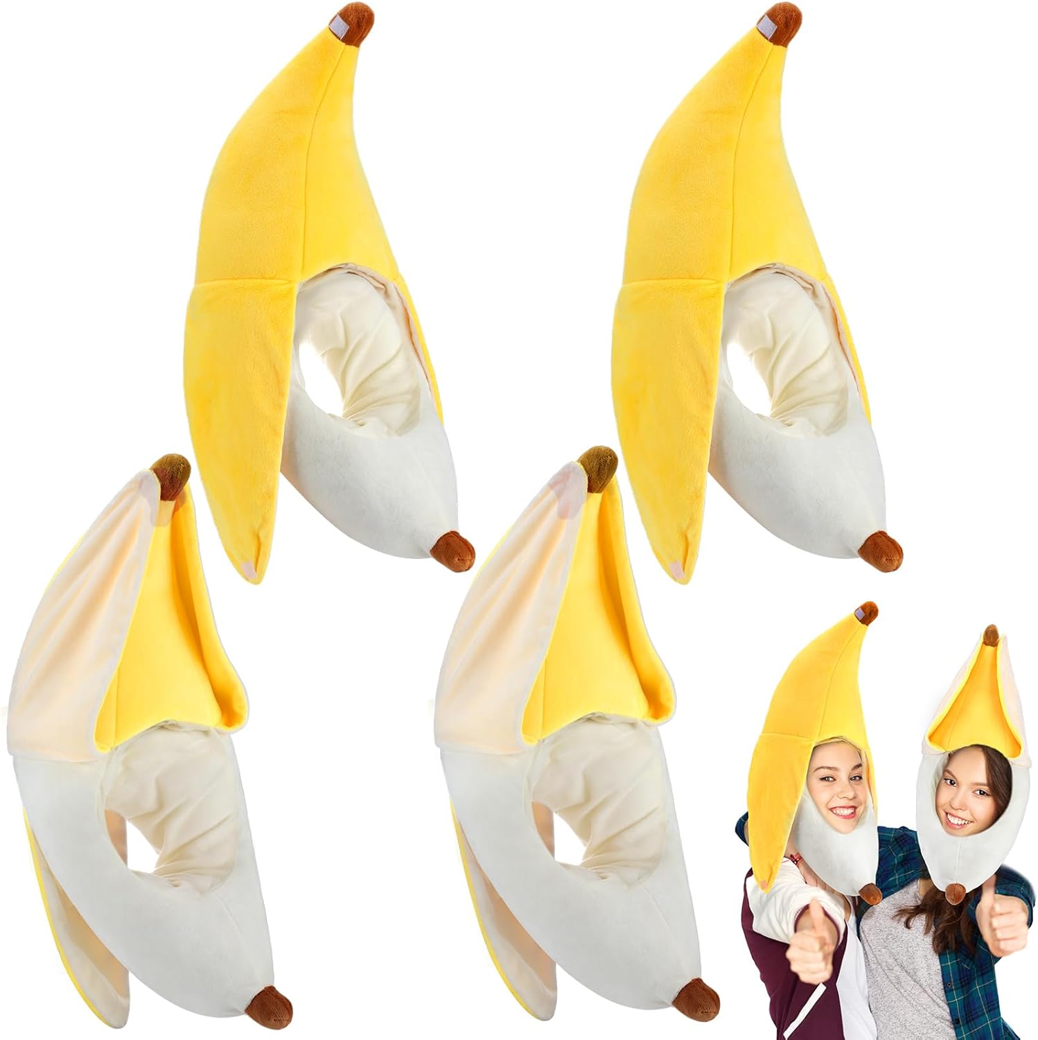 4 piezas de Halloween lindo sombrero de fruta pelable de peluche divertido de dibujos animados plátano sombrero sombrero sombrero novedad sombrero