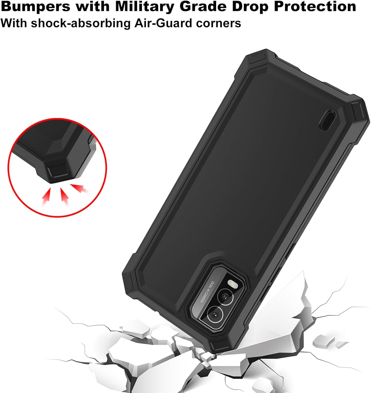 Ailiber Funda para Nokia C210, Nokia C210 con protector de pantalla de vidrio templado, protección de estructura de 2 capas, esquinas a prueba de
