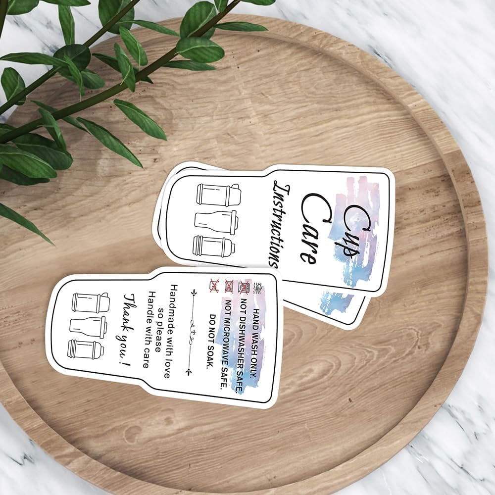 Paquete de 240 tarjetas de instrucciones de cuidado del vaso, tarjeta de dirección del cliente para vaso, taza, taza, pequeña empresa, propietario