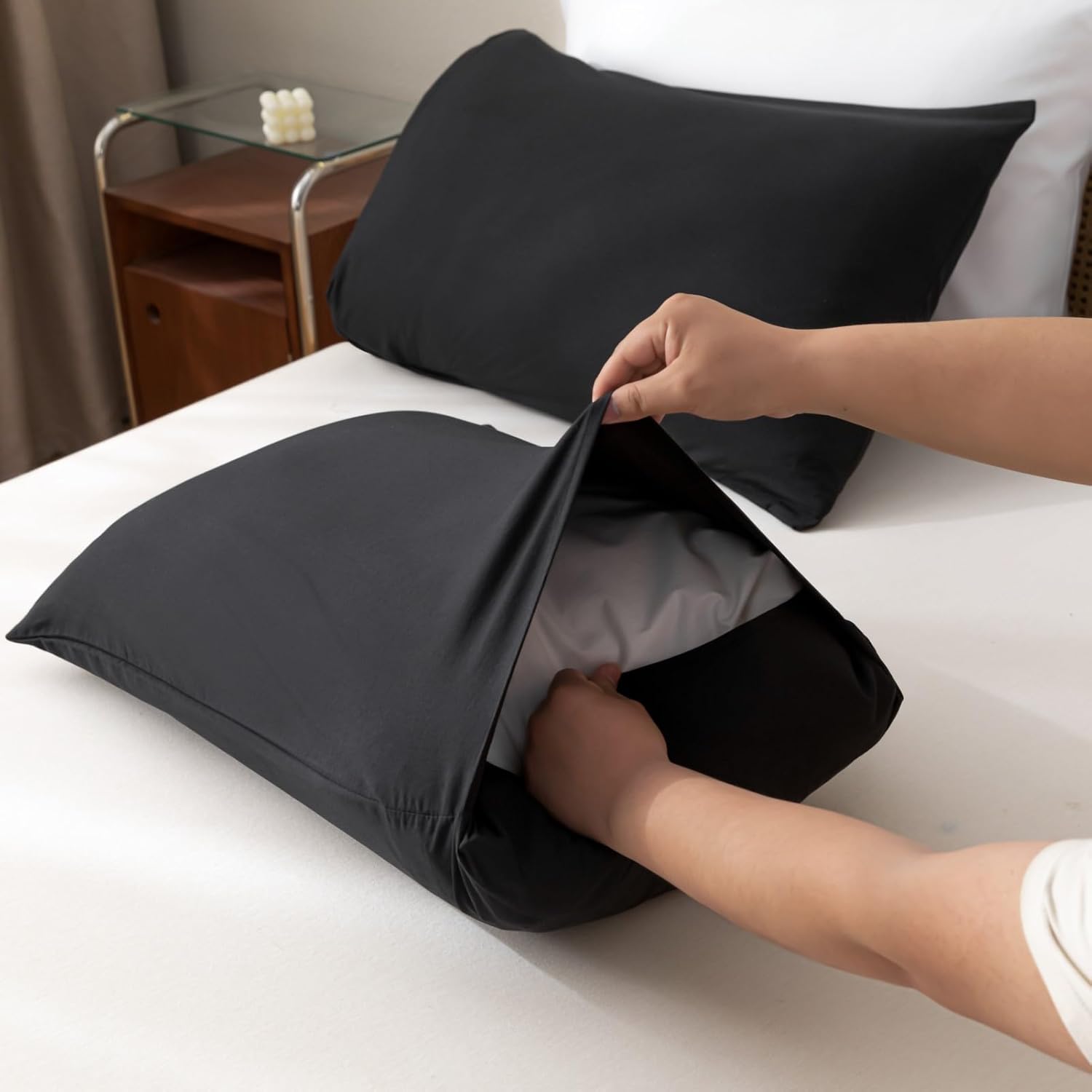ROSGONIA Juego de edredón tamaño California King, color negro, 3 piezas (1 edredón bohemio Cal King y 2 fundas de almohada), ropa de cama para todas