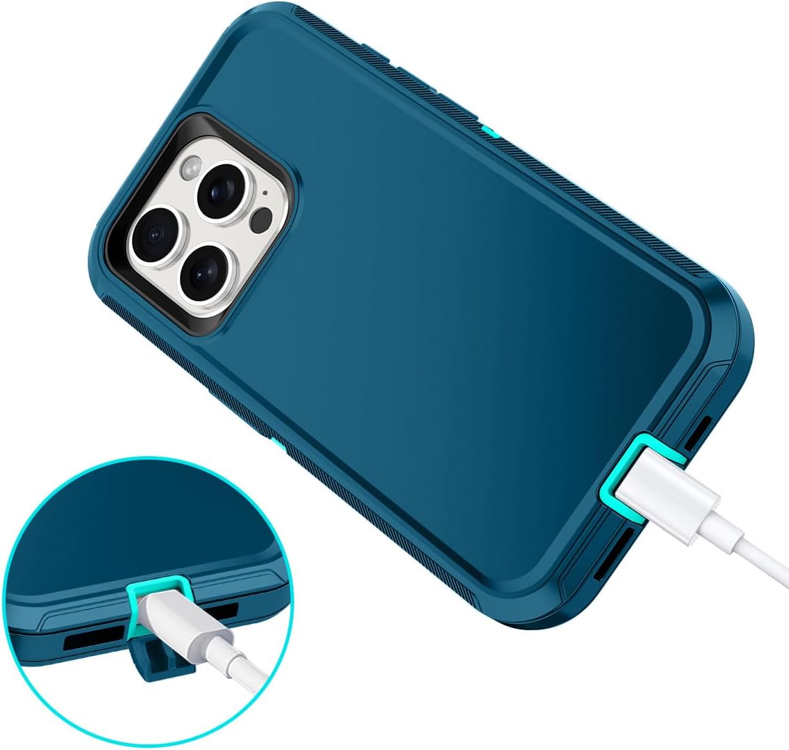 I-HONVA Funda para iPhone 15 Pro a prueba de golpes, a prueba de polvo y caídas, 3 capas de protección de cuerpo completo sin protector de pantalla,