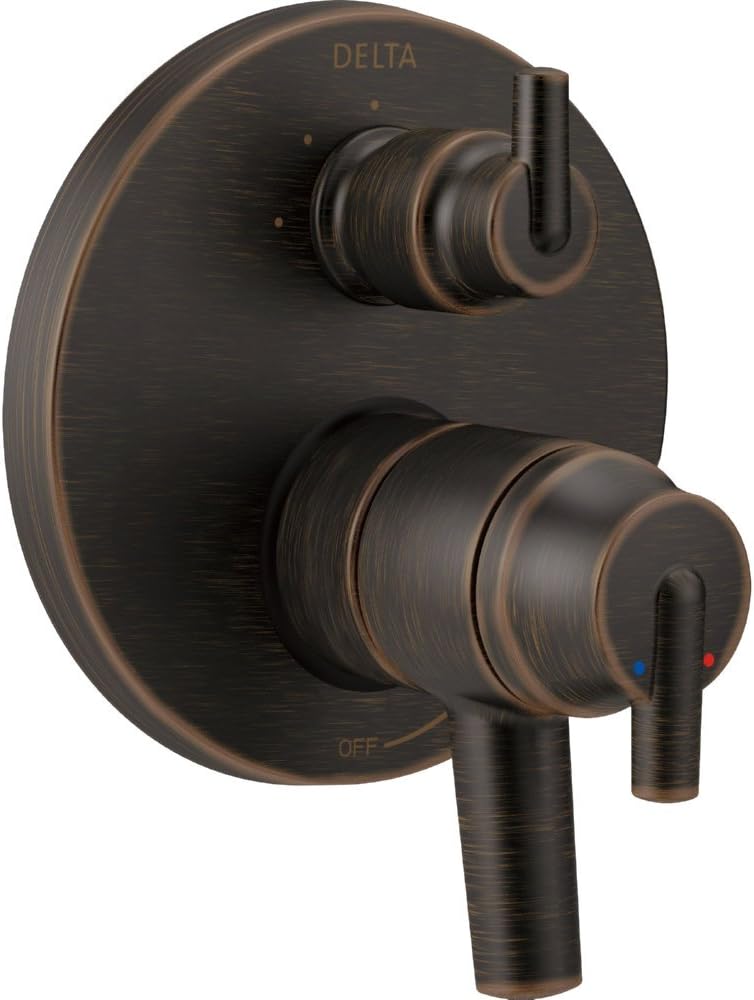 Delta Faucet Trinsic Serie 17 Kit de moldura de válvula desviadora integrada de 3 ajustes, kit de moldura de válvula desviadora de bronce aceitado,