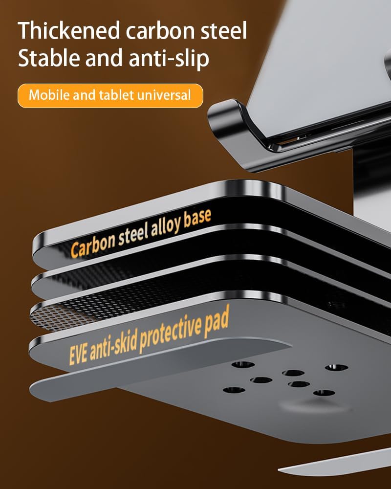 Mayten Soporte plegable para teléfono de escritorio, soporte de teléfono de metal para escritorio, soporte ajustable para iPhone iPad compatible con