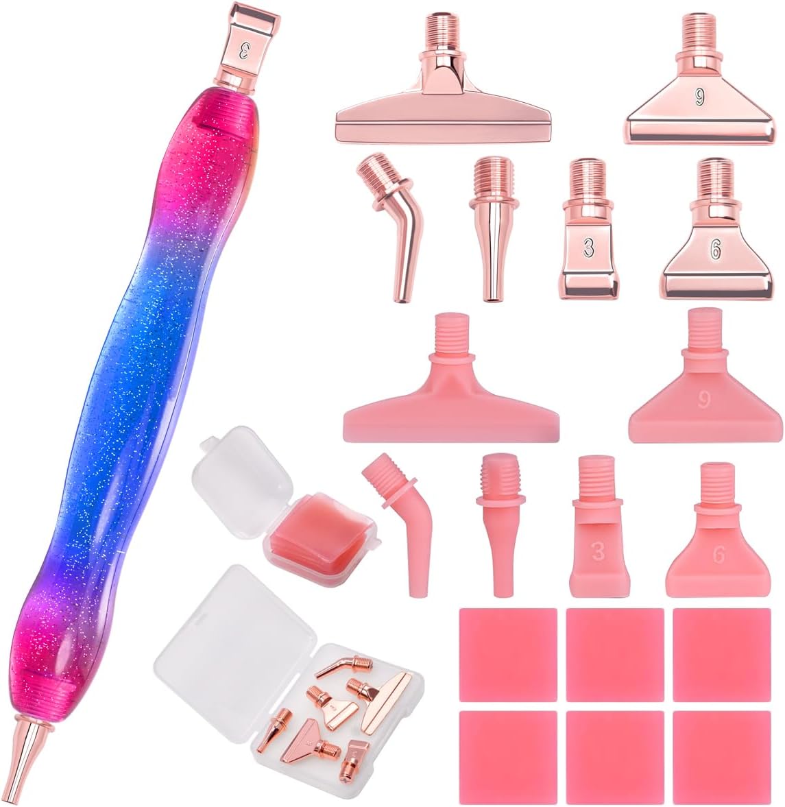 Praise V Do Kit de bolígrafo de pintura de diamante con 6 tornillos de punta de metal plateado de acero inoxidable, 6 placeres de plástico, 6