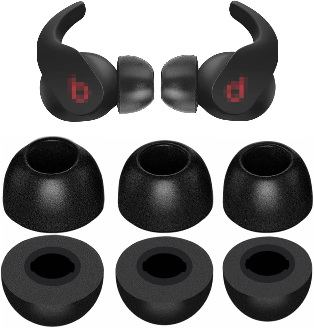 Punta de espuma viscoelástica compatible con Beats Fit Pro Foam Tip Earp, SML 3 pares color negro (punta de espuma para Pro negro)