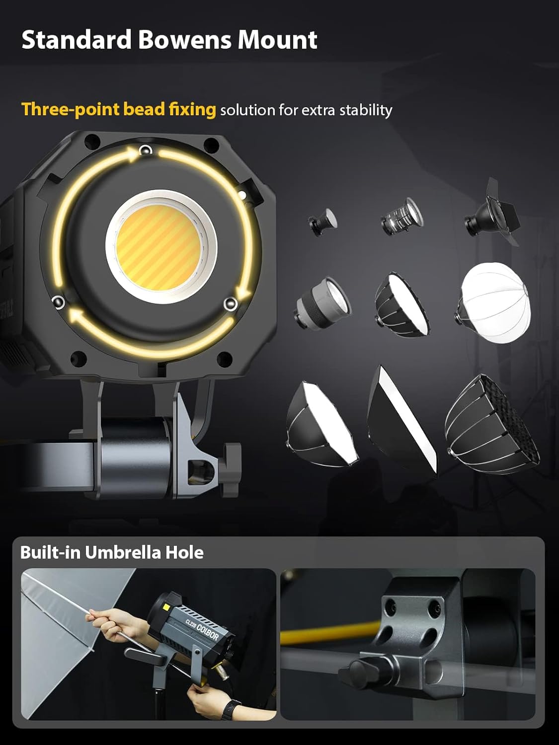 Luz de video, COLBOR CL220 Lite 220W Iluminación continua 2700-6500K CRI96+ 9,