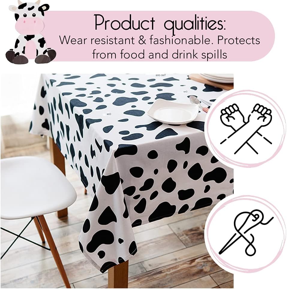 Mantel de vaca para decoración de fiesta de cumpleaños de 54 x 108 pulgadas, funda de plástico para fiesta de animales de granja, suministros de