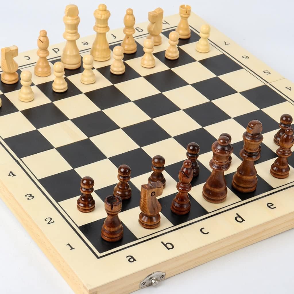 ROLTIN Juego de tablero de ajedrez magnético plegable de madera con ranuras de almacenamiento, juego de ajedrez portátil de viaje para adultos, 2