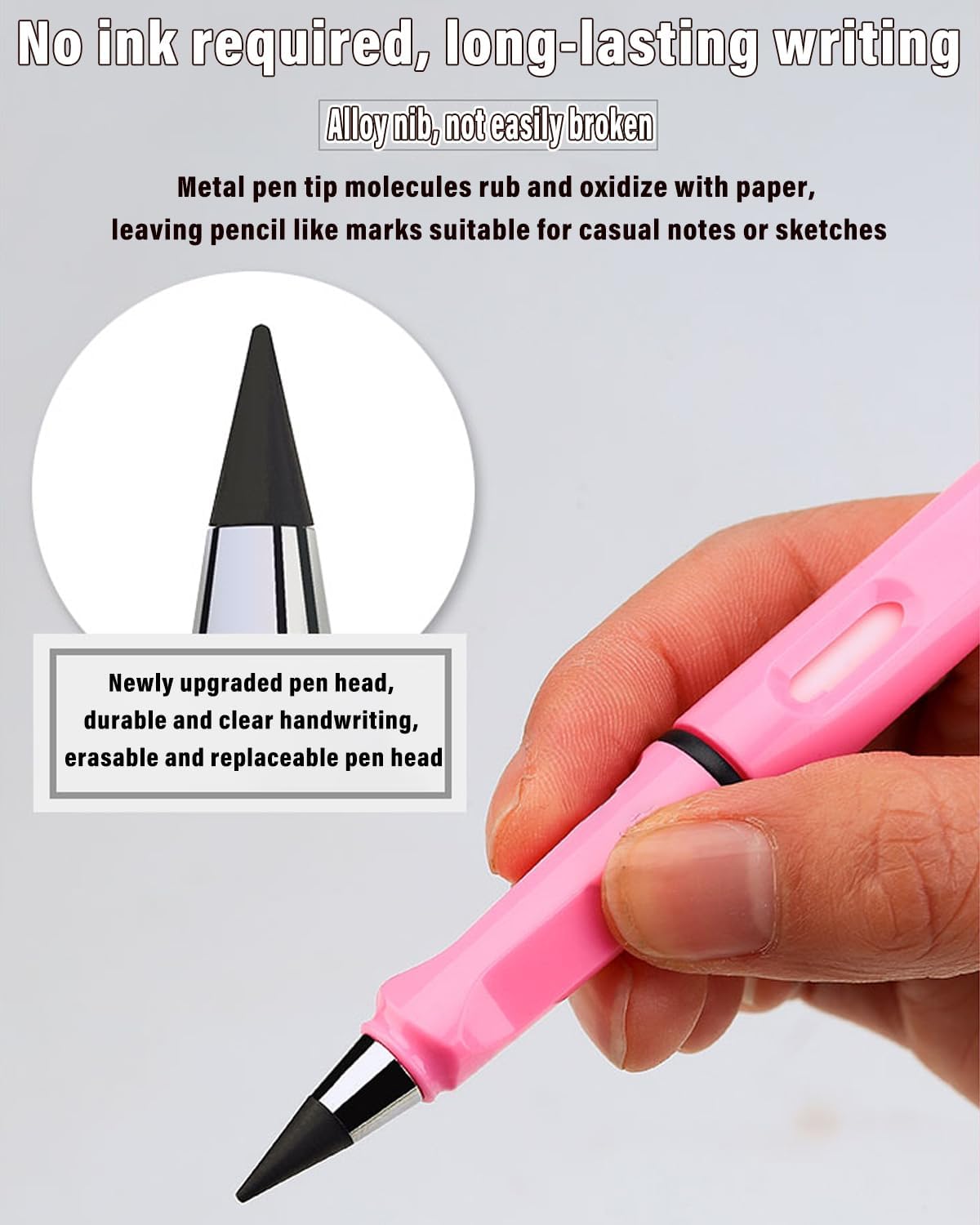 Credmate 6 lápices eternos, lápices Infinity Magic Forever con borrador, reutilizable, lindo lápiz eterno sin tinta para niños para escribir,