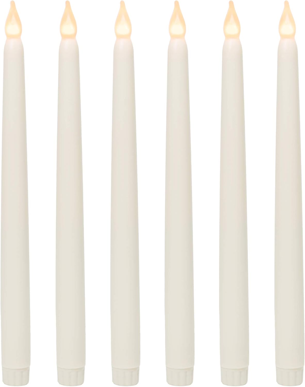 WYZworks Paquete de 6 velas LED sin llama de 11 pulgadas, color marfil, cera real, parpadeantes, funciona con pilas, para vacaciones, Navidad, San