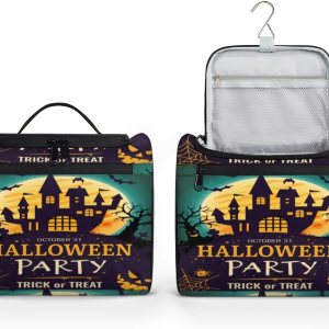 The Halloween Art Style Toiletry Bag for Women Travel Makeup Organizer with Hanging Hook Traveling Cosmetic Bags for Toiletries Accessories The Halloween Art Style Toiletry Bag for Women Travel Makeup Organizer with Hanging Hook Traveling Cosmetic Bags for Toiletries Accessories
