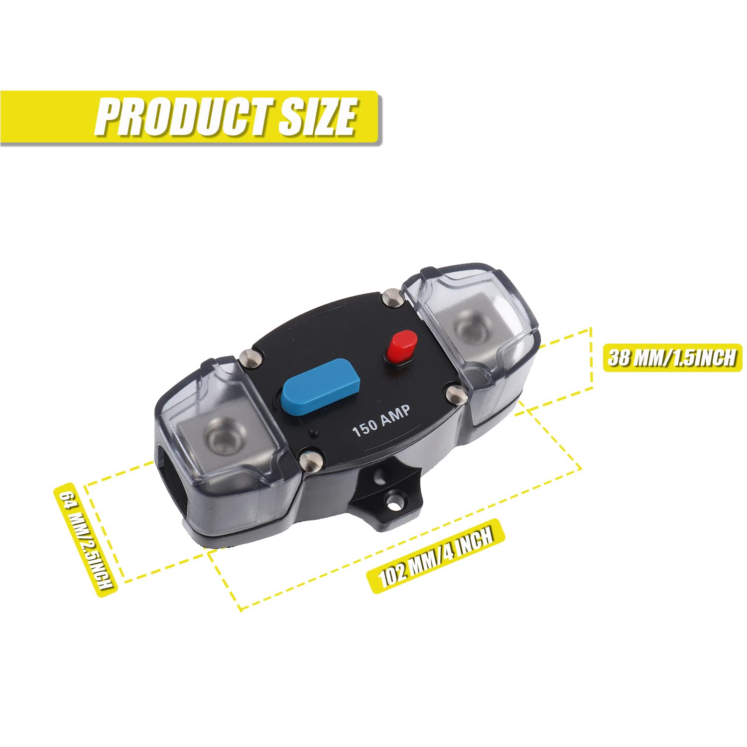 Disyuntor de recuperación automática de 150 A 12-48 voltios CC con botón de reinicio manual para lanchas marinas automotrices (150 amperios)