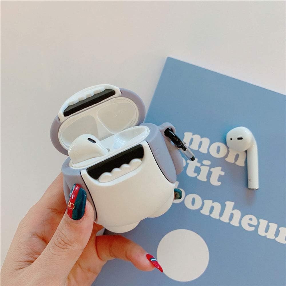 ICI-Rencontrer Compatible con auriculares Airpods 1 y 2, para niños, niñas, mujeres, 3D, diseño de animales de ballena, carga inalámbrica, con