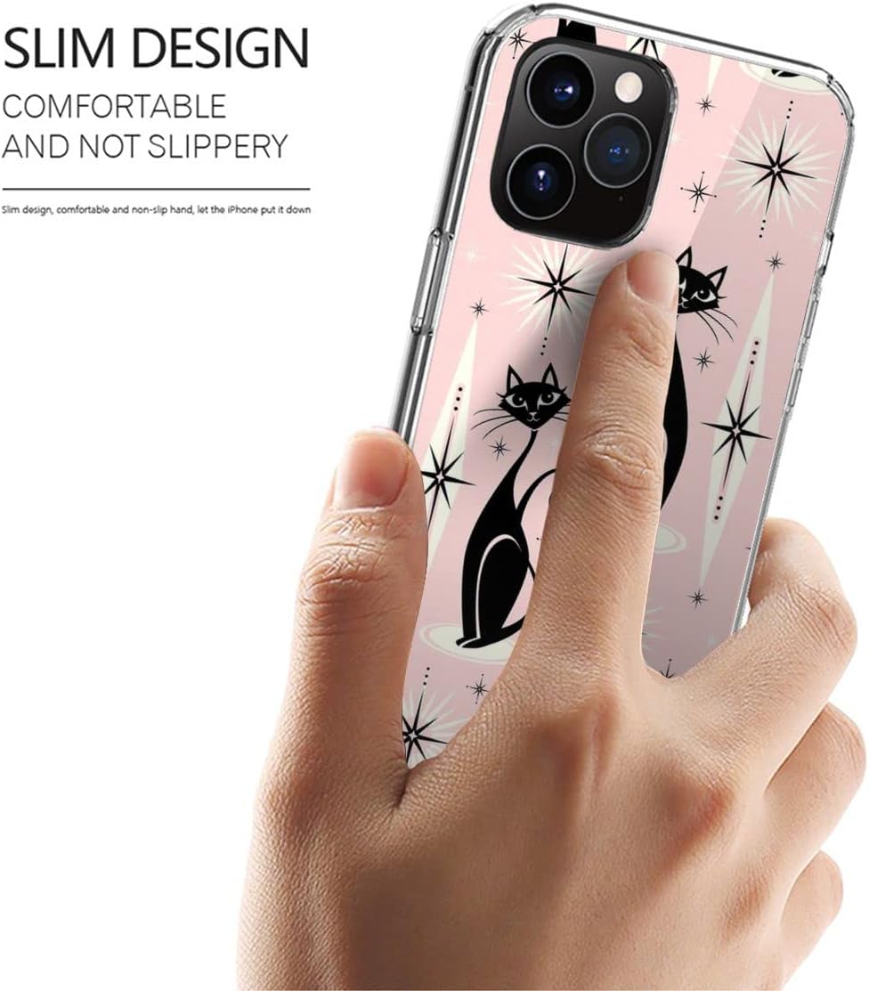 Funda para teléfono de mediados de siglo, a prueba de golpes, accesorios retro, Atomic TPU Cats compatible con iPhone 15 14 Pro Max 13 12 11 X Xs Xr