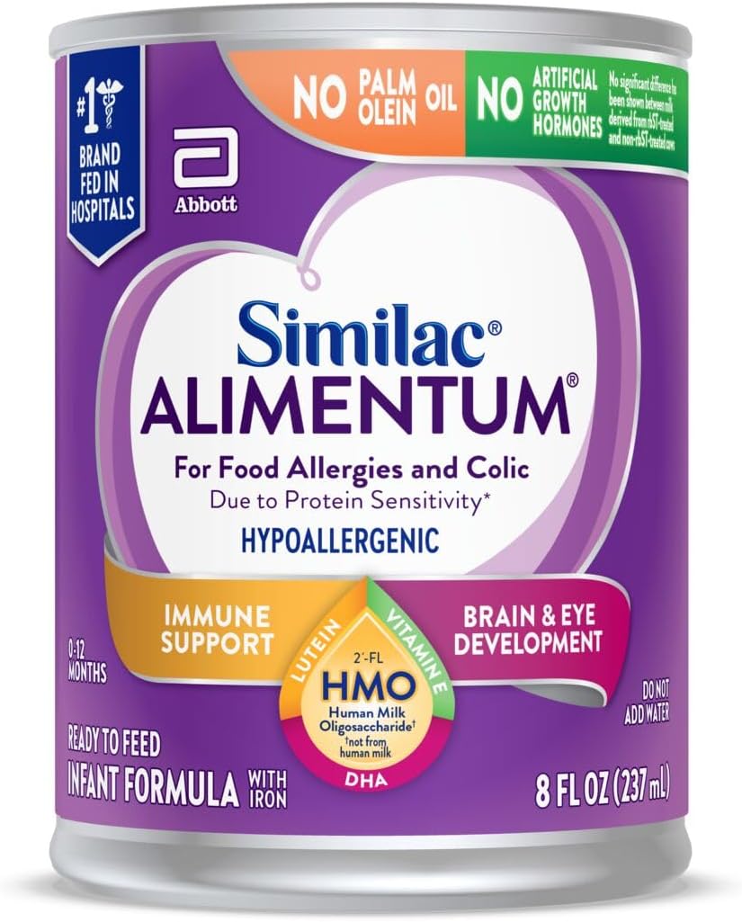 Similac Alimentum con fórmula infantil hipoalergénica 2′-FL HMO, para alergias alimentarias y cólicos*Adecuado para sensibilidad a la lactosa,