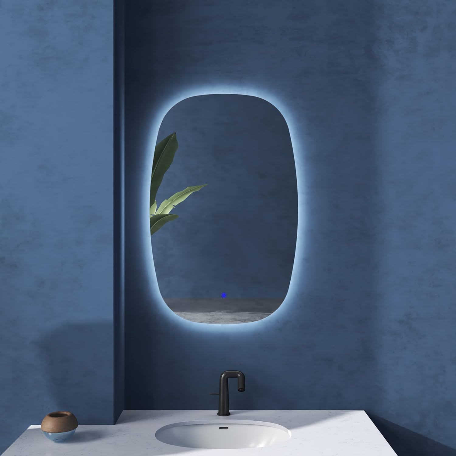 TONA Espejo de baño LED ovalado retroiluminado de 35 x 24 pulgadas, espejo de tocador de 4000 K con luces, espejo de tocador de baño impermeable