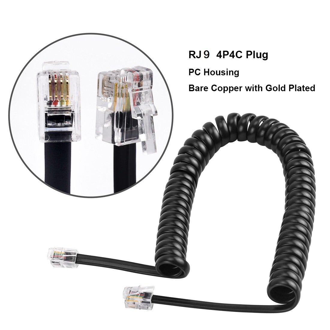 2 juegos de cables desenredantes de teléfono para teléfono, 2 unidades de cable de línea fija de 360 grados giratorioantienredos y 2 cables de