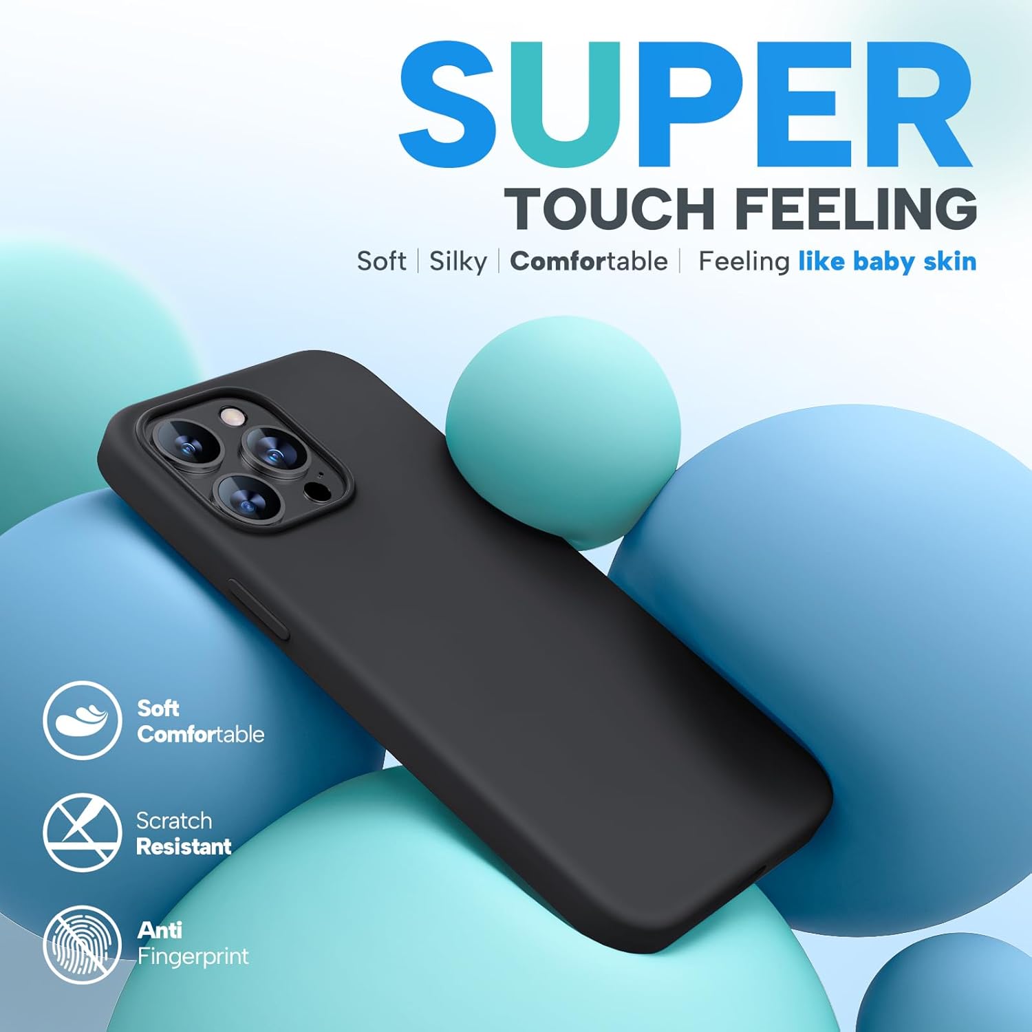 Miracase Funda diseñada para iPhone 15 Pro Max, compatible con MagSafe, con 2 protectores de pantalla, funda de silicona líquida a prueba de golpes