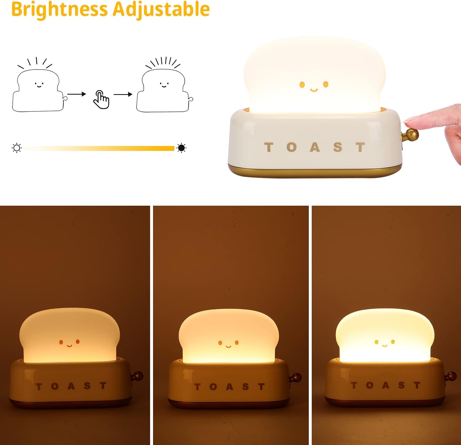 ZKLiLi Bonita lámpara de tostadora de escritorio, luz LED Kawaii para tostadas de pan, luz nocturna recargable y portátil con temporizador, ideas de