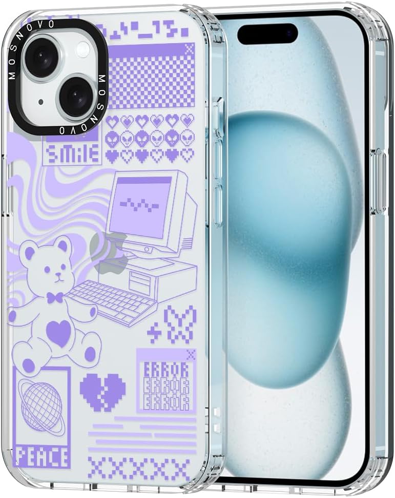MOSNOVO Buffertech – Funda compatible con iPhone 15, impacto de caída de 6.6 pies, tecnología antidesprendimiento, TPU transparente, a prueba de