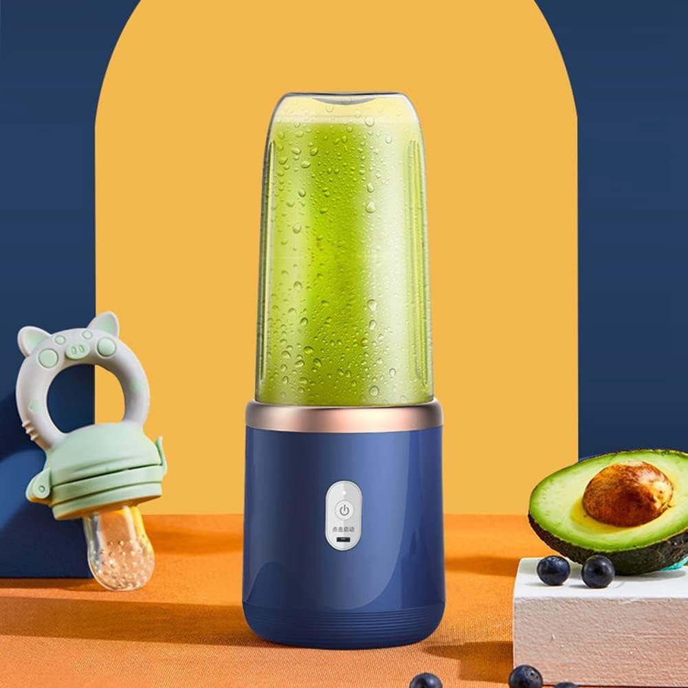 TAMOSH Mezclador de 6 cuchillas con vaso exprimidor y tapa, portátil recargable por USB, máquina mezcladora de jugo de fruta pequeña (rosa)