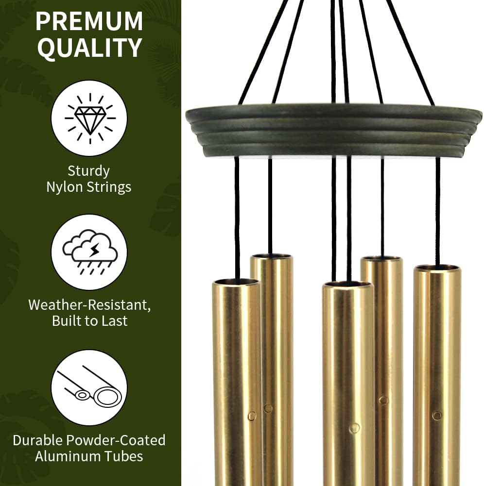 Campanillas de viento para exteriores, campanillas de viento conmemorativas de 30 pulgadas para la pérdida de un ser querido, grabado del árbol de