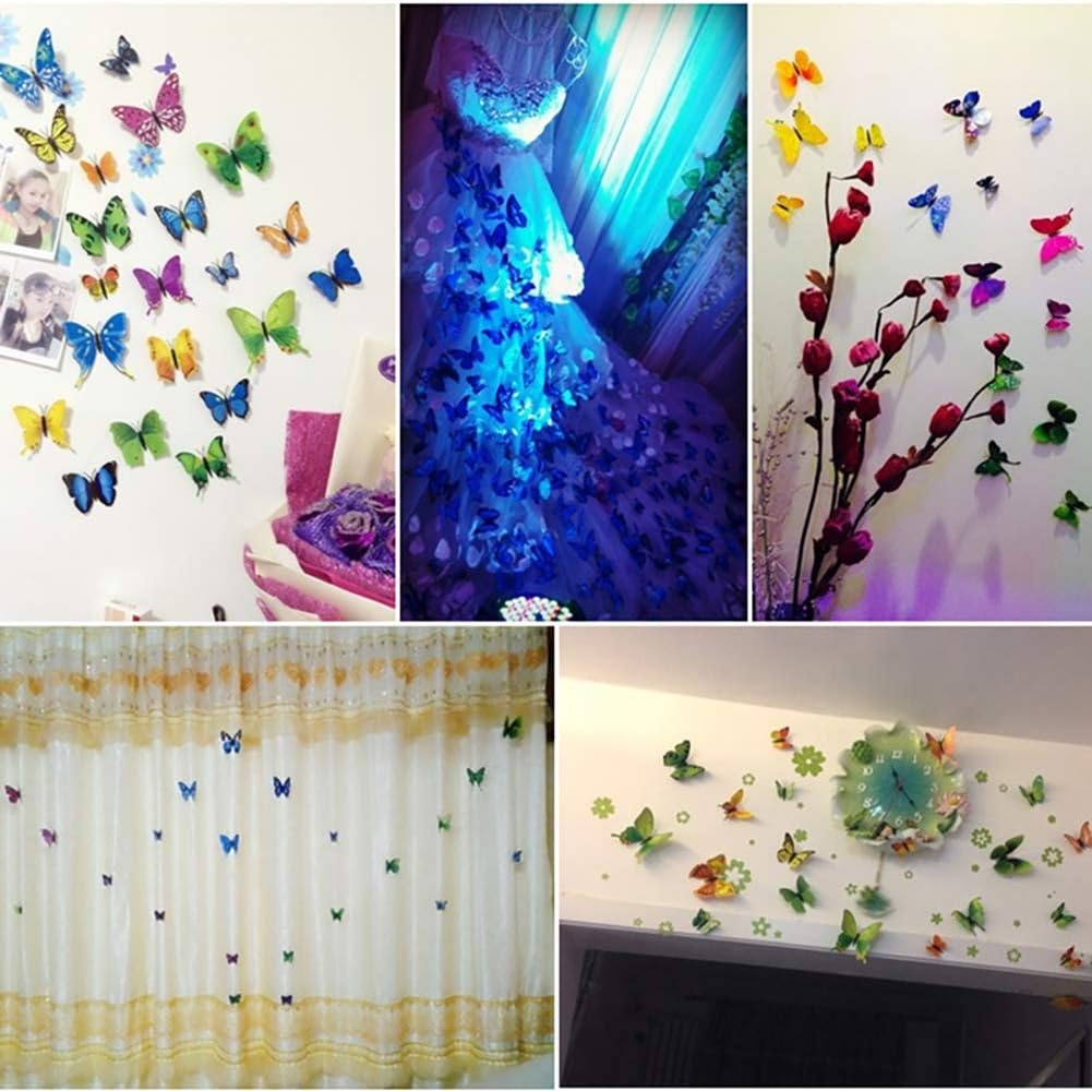 24 calcomanías de mariposa 3D para decoración de pared, mariposas extraíbles, calcomanías de pared para niñas, niños, dormitorio y habitación, mural
