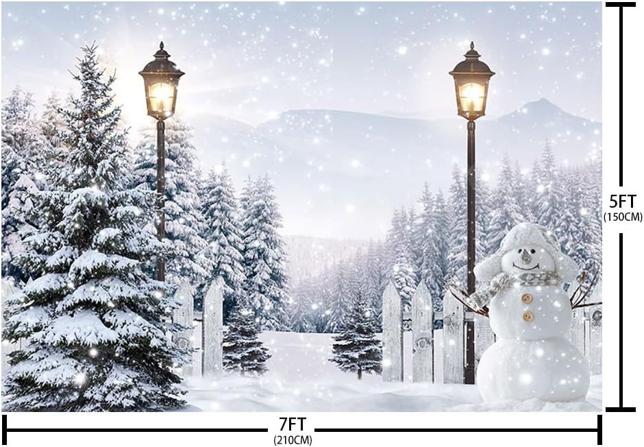 AIBIIN Telón de fondo de Navidad de bosque de nieve de invierno de 7 x 5 pies para fotografía, escena de invierno, decoración de fiesta del país de