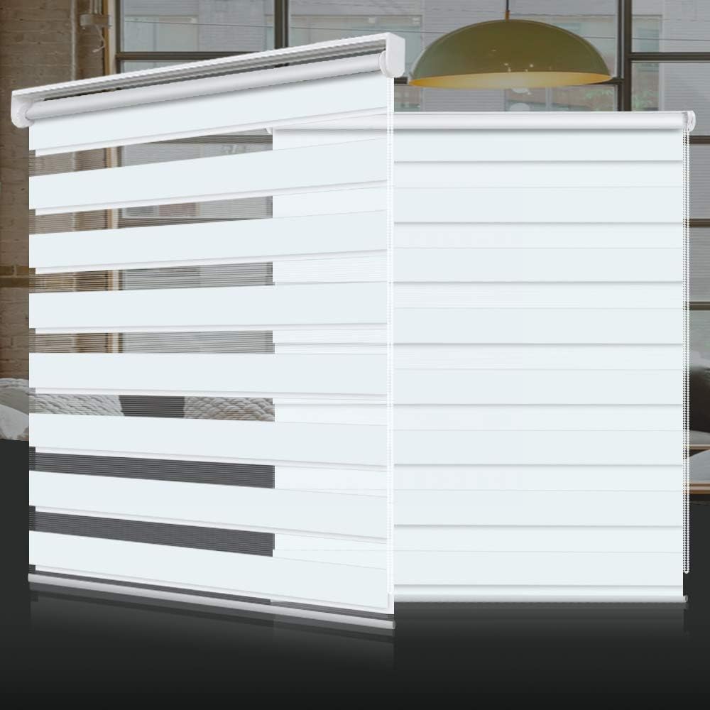 SEEYE – Cortina horizontal para ventana cortinas enrollables a rayas para día y noche, fácil de instalar de 59 pulgadas