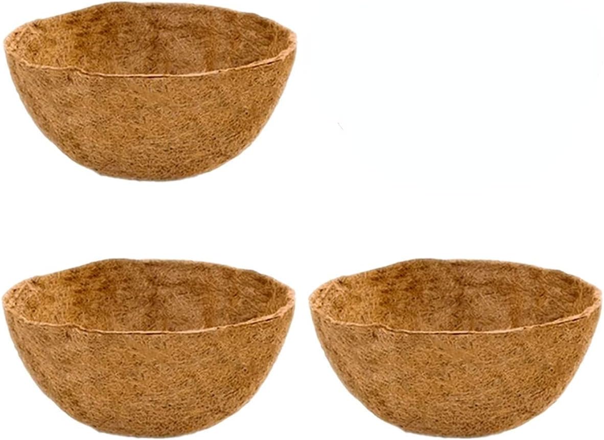 Paquete de 3 revestimientos redondos de coco para maceteros redondos de fibra de coco, repuesto de cáscara de coco para plantar macetas de jardín