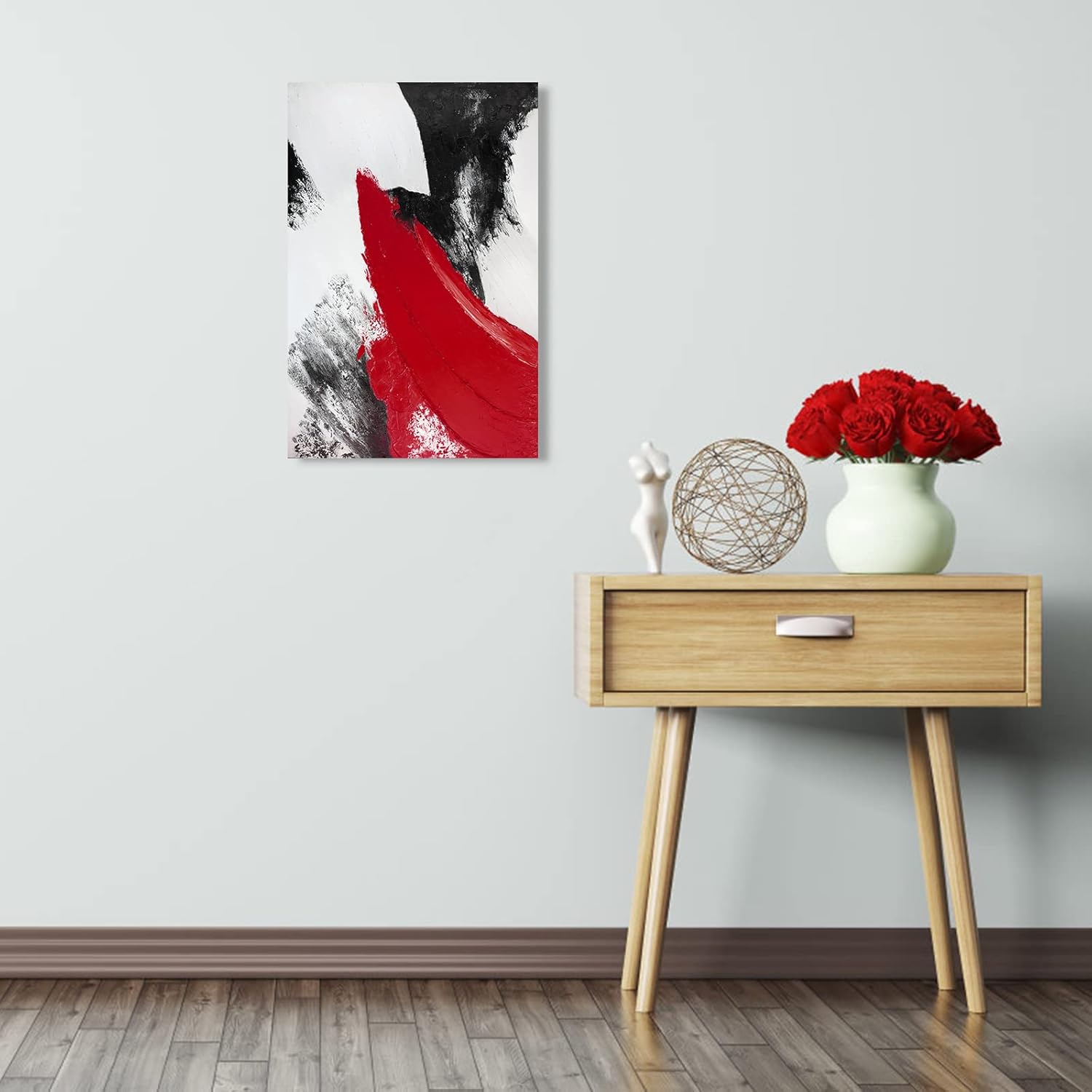 YPY Lienzo abstracto rojo para la pared moderno y minimalista en blanco y negro, póster impreso para sala de estar, dormitorio, baño, oficina,