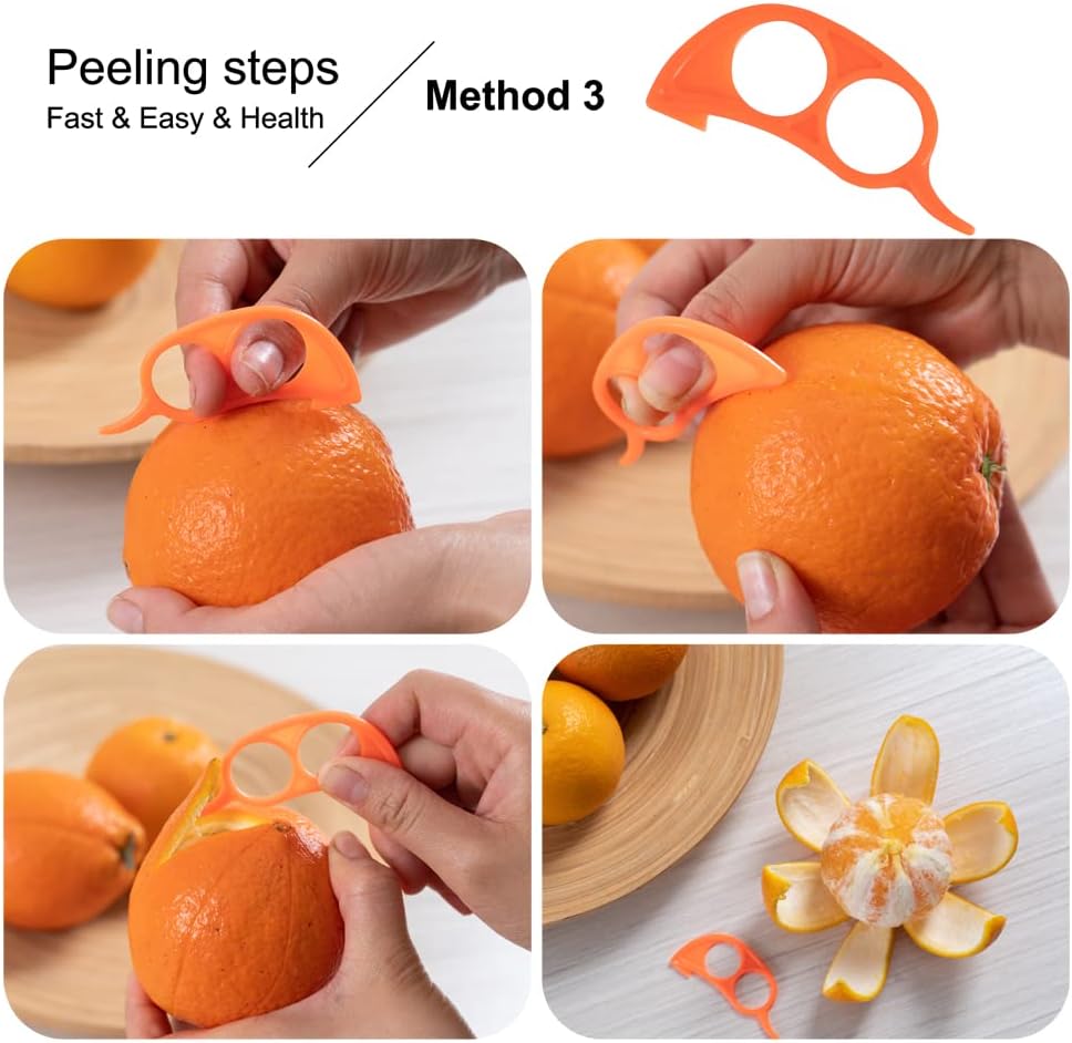Pelador de naranja de plástico de alta calidad, cortador de cáscara de cítricos de limón, herramientas de frutas (mango largo tipo verde, paquete de