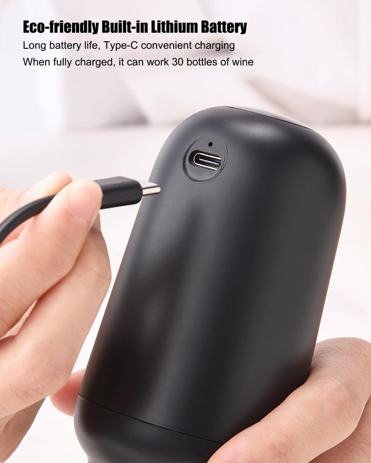 DERGUAM – Vertedor de vino eléctrico, aireador de vino recargable con 2 tapones de vino, aireador automático portátil de un botón con cortador de