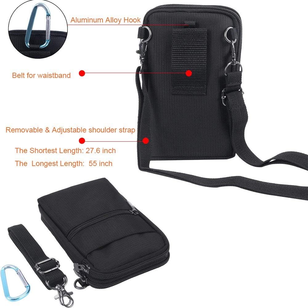 Sinbomay Riñonera cruzada para teléfono celular con bloqueo RFID, de nailon resistente al agua, estilo casual y a la cintura, cartera cruzada, bolsa