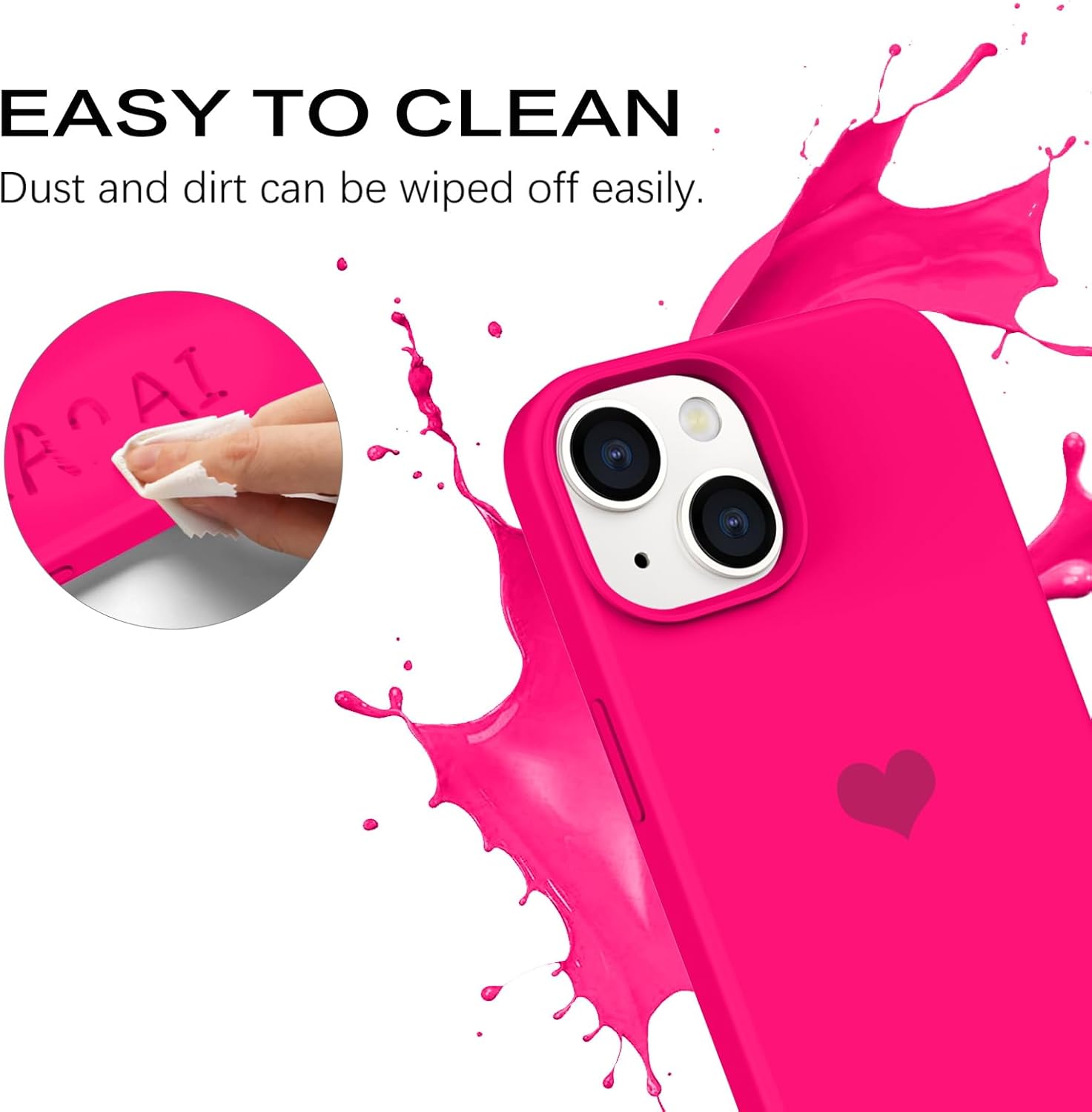 BENTOBEN Funda compatible con iPhone 15 2023, ajuste delgado, bonito diseño de corazón, silicona suave, goma de gel, a prueba de golpes, forro de