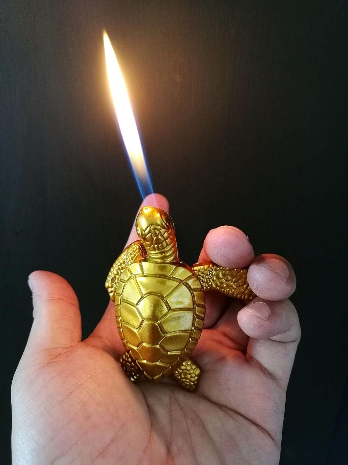 (Sin butano) Creativo Divertido Encendedor Butano Encendedor Metal Tortuga Dorada