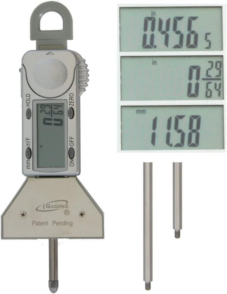 iGaging Medidor de profundidad digital electrónico de 0-4 “SnapDepth 0.0005 “pulgadasmétricofracciones de neumáticos