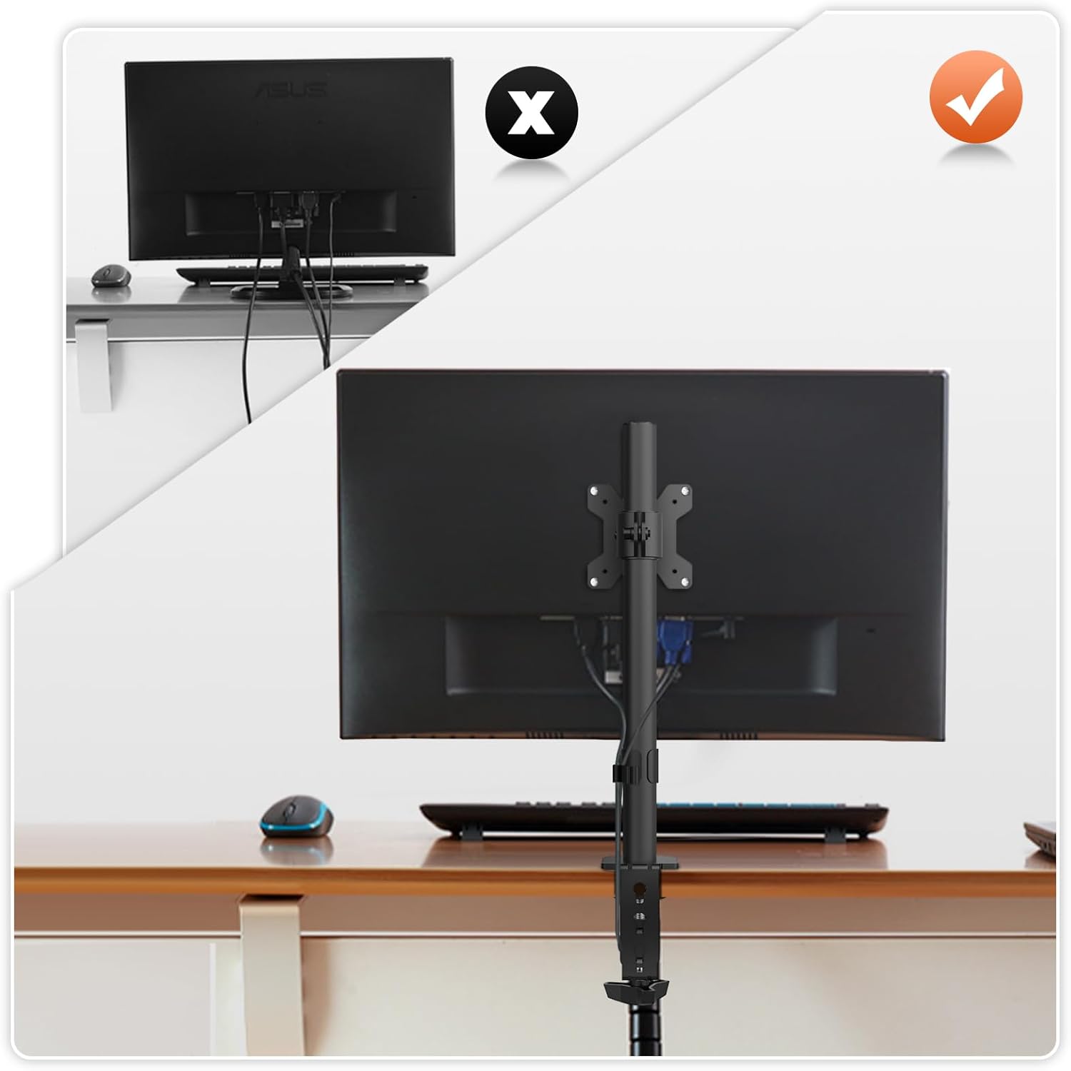 PHOLITEN Soporte de monitor para la mayoría de pantallas de computadora de 13-32 pulgadas de hasta 22 libras, soporte de monitor de escritorio