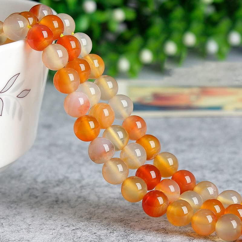 45 cuentas de ágata naranja de 0.315 pulgadas, cuentas de piedras preciosas naturales redondas sueltas para hacer joyas