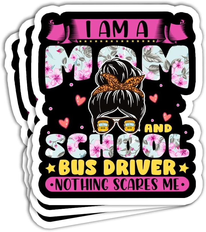 Calcomanía divertida con texto en inglés “I I’m A Mom and A School Autobus Driver Sticker Funny School Bus Driver Sticker Back to School Autobus