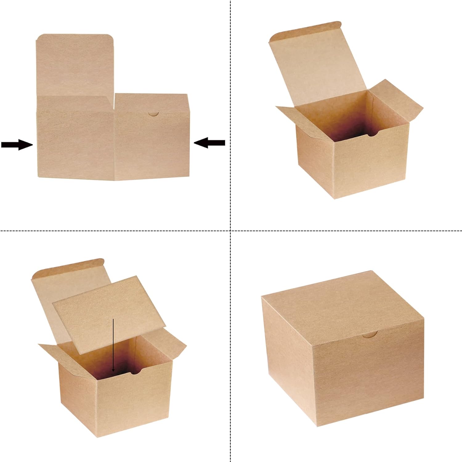 Xxcxpark 30 cajas de regalo de papel kraft marrón de 5 x 5 x 3.5 pulgadas, caja de embalaje de regalo de papel kraft con tapa para manualidades,